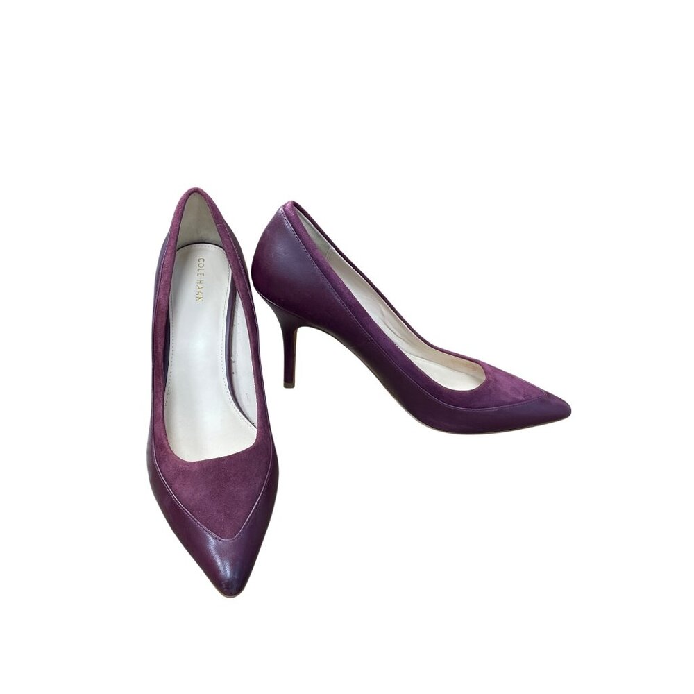 Cole Haan Womens Burgundy Leather Suede 4" Heels Size 9. 5B SKU 9102